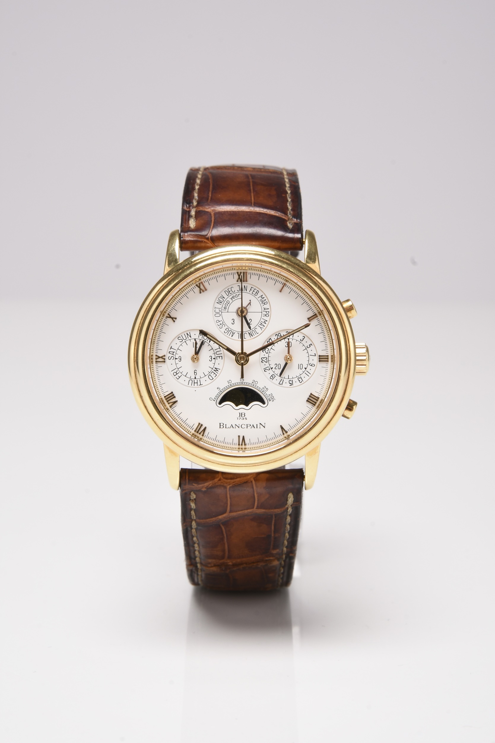 The Blancpain gentleman's 18ct gold chronograph wristwatch that sold for £4,800. Halls Fine Art Shrewsbury